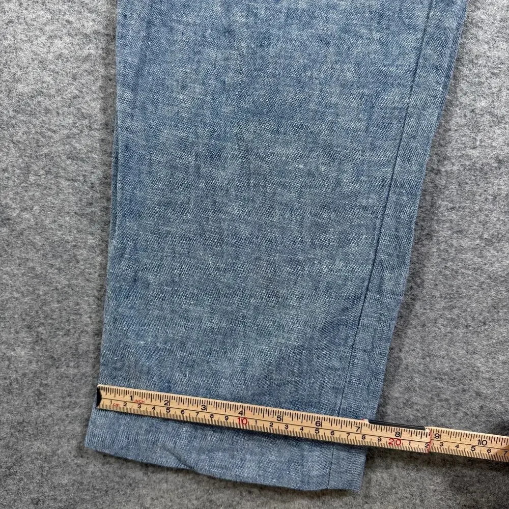 Perry Ellis Portfolio Pants Mens 34x32 Blue Linen Cotton Slim Fit Dress Chino